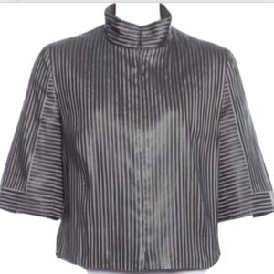 Akris Women's Leather & Silk Collared Jacket Full-Zip MSRP $3999, size 10 (A-4)